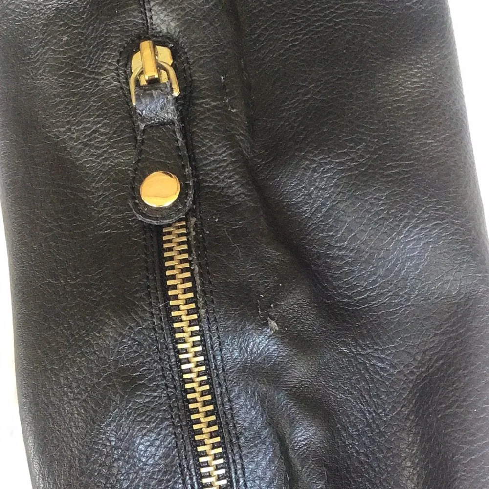 Black Over-the-Knee faux leather flat stretchy Women's Boots
